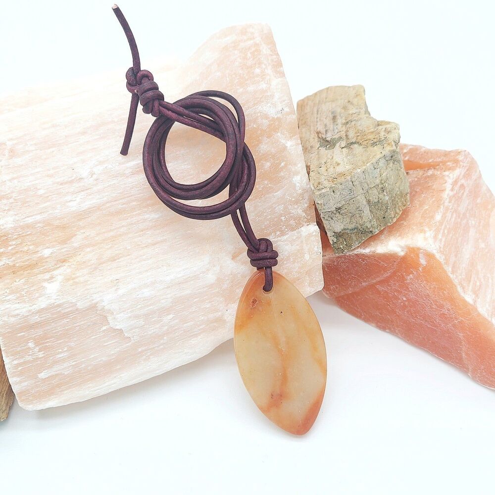 Orange Aventurine Necklace Natural Gemstone Pendant